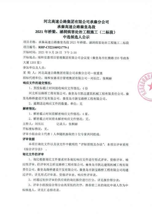 中標(biāo)候選人公示0001